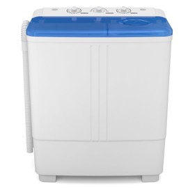 Zynkez Portable Washing Machine, 20Lbs Compact Twin Tub Laundry Washer with Built-in Drain Pump, Semi-Automatic 12Lbs Washer and 8Lbs Spinner Combo for Apartments, Dorms, RVs