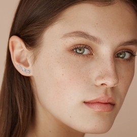 Filigree Climbing Earrings for Women Sterling Silver Vintage Style Leaf Creeper Earrings in Jewellery Gift for Girls, Sterling Silver, No Gemstone