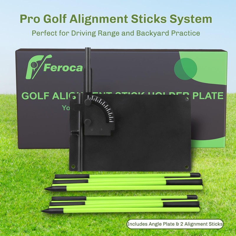 Feroca Upgraded Golf Alignment Stick Holder with Anti-Tip Base, Golf