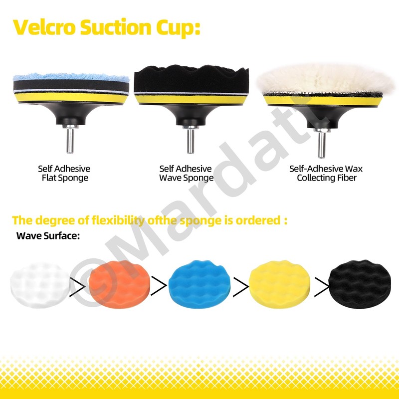 Mardatt 13Pcs 6" Car Polishing Pad Kit Includes 6" Buffing