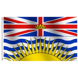 Rhungift Canada British Columbia Flag 2X3 Ft Small -Glossy Silk Material-Indoor/Outdoor, Vivid Color Canadian Province BC Flags 36x24inch