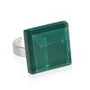 ALEXASCHA® Square Statement Glass Ring • Adjustable Stainless Steel Ring