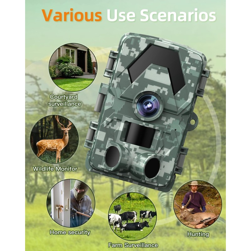 EBXDW Trail Camera, 5K 60MP Game Camera with 130°Wide Angle,