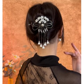 Hair Claws Clips Flower Style Pearl Rhinestone Twist Banana Hairpins Hair Accessories for Women (Style 1, One size)