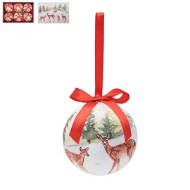DV Christmas Tree Decoration Ornaments Baubles Festival Holiday Decor Set Of 6 Gift Boxed (Forest Family)
