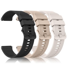 Wanme Correa para Garmin Compatible con Venu 2 Plus/Venu Sq/Venu/Vivoactive 3 / 3 Music - Banda deportiva de silicona suave , para Garmin Vivomove Sport y Forerunner 645/245 Music,Negro + Té con leche + Luz de estrella