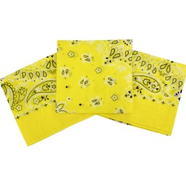 HankieWorld Bandanas for Women and Men，3 Pack Super Soft Thin 60s Preium Cotton 22 inch Handkerchiefs(3 Pack-Blazing yellow)