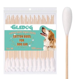 GLADOG 6 Inch Professional Big Cotton Buds for Dogs (Medium Size), Specially Designed Dog Cotton Buds with Durable Bamboo Handle
