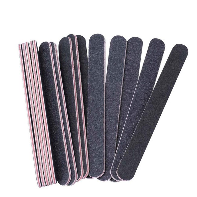 75 Pcs Black Nail Files Bulk 100/180 Grit Double Sided Finger Nail File Boards Washable Emory Board Professional