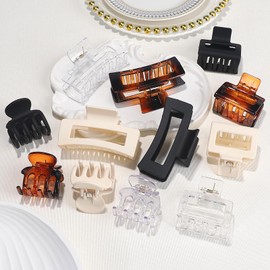 SMKSL 3 Styles Hair Clips for Women Small Claw Clips for Thin Hair Medium Hair Claw Clips Big Hair Clips for Thick Hair 12 Pcs Clips for Hair Combination Hair Accessories for Women (Transparent)