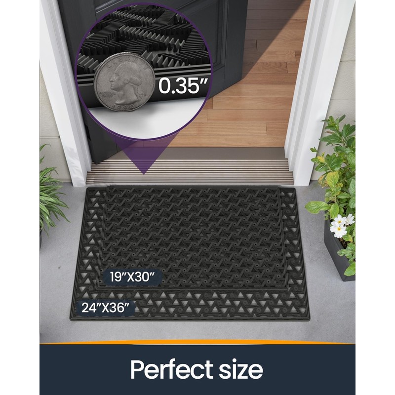 Oakeep Door Mat Outside Front Entrance 24x36, Rubber Welcome Doormat