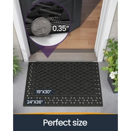 Oakeep Door Mat Outside Front Entrance 24x36, Rubber Welcome Doormat Non Slip, Welcome Heavy Duty Waterproof Exterior Entry Matt All Weather for Entryway, Black