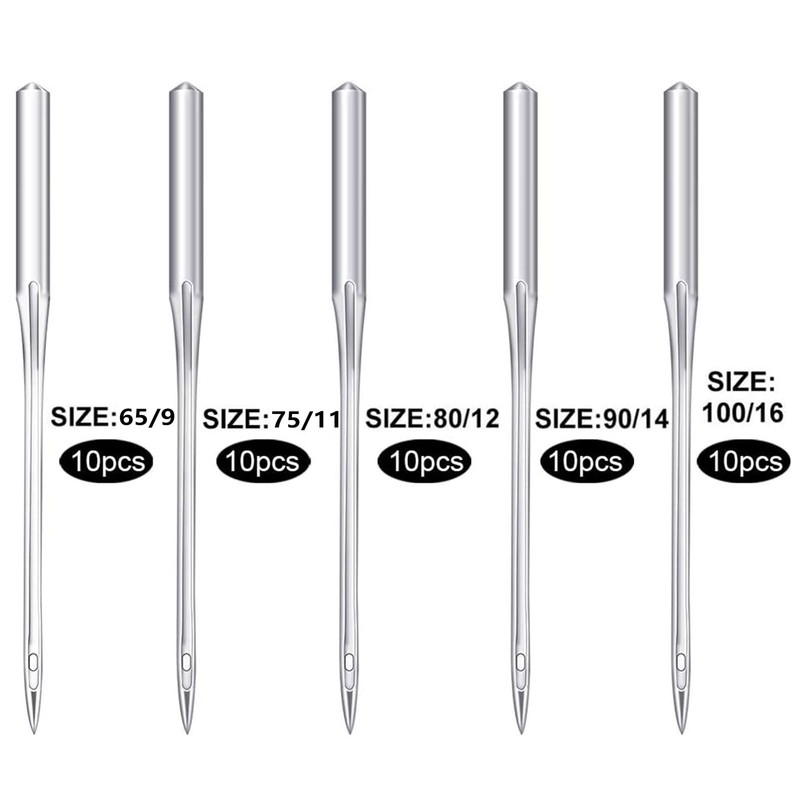 50 Pcs Sewing Machine Needles, 5 Sizes Universal Machine Needles,