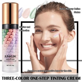 One Step Color Corrector,Color Correcting Foundation Facial Serum,Moisturizing Concealer Tri-Color Correcting Isolation Cream Face Makeup Primer Base