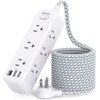 Power Bar Surge Protector - 9 Outlets 2 USB Ports 1 USB C,3 Sided 10Ft Braided Extension Cord,Flat Plug Wall Mount Wall Outlets Extender Desktop Charging Station for Home,Office