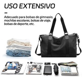 Deportiva Bolsa de Deporte Impermeable Bolso de Viaje Gran Capacidad Mochila Deportiva Bolsa de Gimnasio 25L Bolsa Deportiva para Mujer Hombres Negro