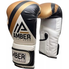 Amber Fury Boxing Gloves - Kickboxing, Muay Thai Training Gloves - 12 oz, Gold/Black