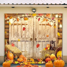 Preboun 7 x 8 ft Fall Garage Door Banner Thanksgiving Backdrop Door Cover Hanging Autumn Garage Door Decorations Banner Fall Holiday Party Background Sign for Wall Door House Decor