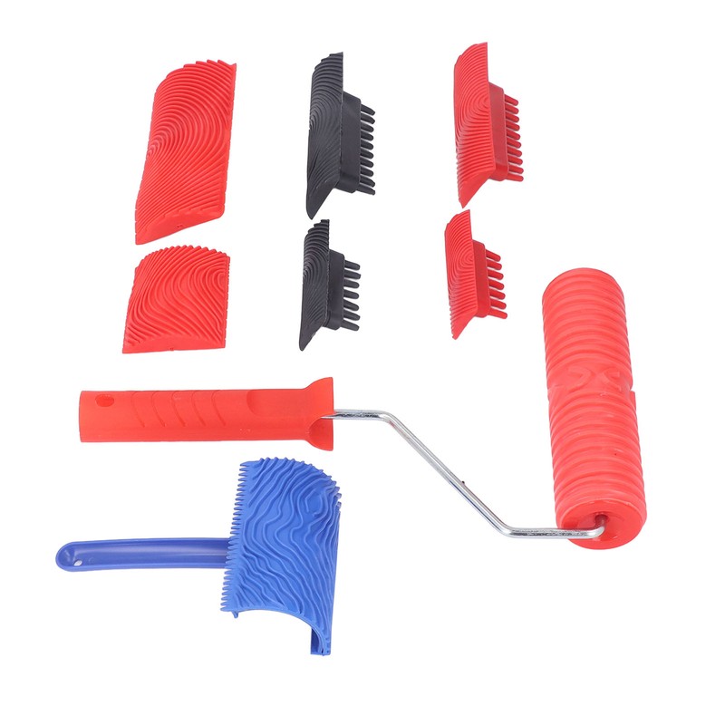 Wood Graining Roller with Handle Rubber Wood Pattern Texture Painting