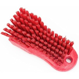 SPARTA Plastic Cutting Board Scrub Brush with Hanging Hole for Washing Cutting Boards, 6 Inches, Red, (Pack of 6)