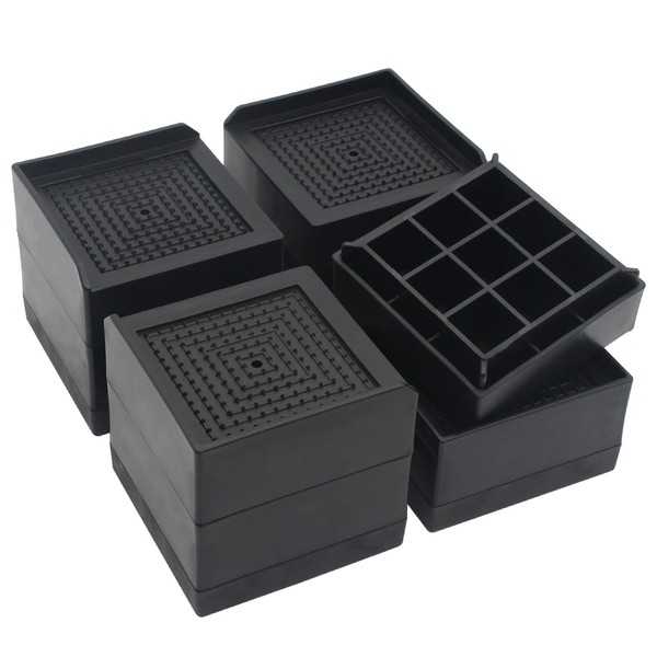 HANIHUA 4 Sets Bed Risers Furniture Risers 3 inch, Heavy