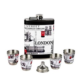 GMMH Original Hip Flask Set LN 35-28 London Stainless Steel with Screw Cap Pocket Hip Flask Flask 240 ml