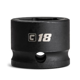 Capri Tools 18 mm Stubby Impact Socket, 3/8 in. Drive, 6 Point, Metric