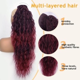 ORSUNCER Ponytail Extension Claw 26" Curly Pony Tail Clip in Claw Hair Extensions Fluffy Natural Looking Synthetic Hairpiece for Women