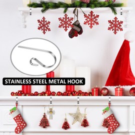 10Packs Christmas Stocking Holders Stainless Steel Stockings Hangers Non-Slip Mantel Stocking Hooks Christmas Stocking Clips for Door Fireplace Christmas Party Decoration(Silver)