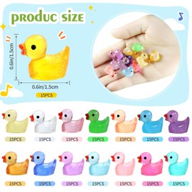 GliSun 225 Pieces Luminous Mini Resin Ducks Glow in The Dark Bulk Tiny Duck for Garden Micro Landscape Ornament Dollhouse Prank Christmas Birthday Party DIY Decoration Craft(15 Colors)