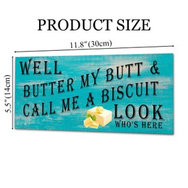 Outside Funny Wooden Door Sign For Front Porch Decor Well Butter My Butt & Call Me A Biscuit Look House Warming Gift Funny Wreaths Decorations Rustic Farmhouse Wall Pediments Art Decor(12 x 6)Inch