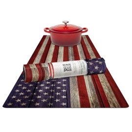 RIMONA'S Thermo Heat Resistant Table Runner - American Flag Bar Mat Trivet for Hot Dishes and Drinks, Protect Tables, Countertops, Waterproof Man Cave Decor, Home Bar Accessories - 40" Proud American