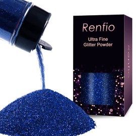 Renfio Ultra Fine Glitter Powder Metallic Resin Glitter 2.11 Oz (60g) PET Flakes Crafts Sequins 1/128" 0.008" 0.2mm Epoxy Chips Flakes for Tumblers Slime Decoration - Sapphire Blue