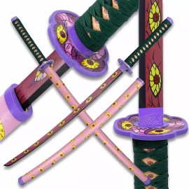 Anime Sword Larmuroki Demon Slayer Pink Eyeballs Graphic Scabbard W/Free Stand