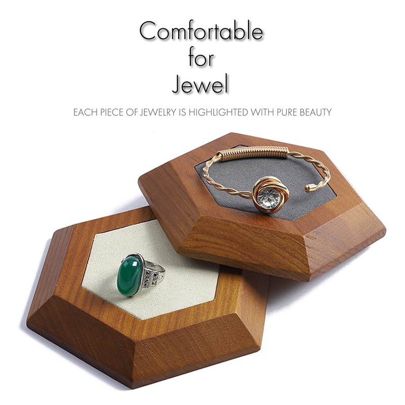 8Peak Wooden Suede Velour Jewelry Tray Jewelry Box Accessory Stand
