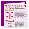 Sister & Brother In Law 1st Wedding Anniversary Card -