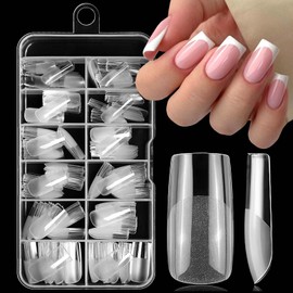 240pc Medium Gel Nail Tips Square Fake Nails Clear Press ons Nail, Medium Square Nails Tips Acrylic Nails Extension Soft Gel Nails Tip Full Cover False Nail Clear Artficial Fingernail