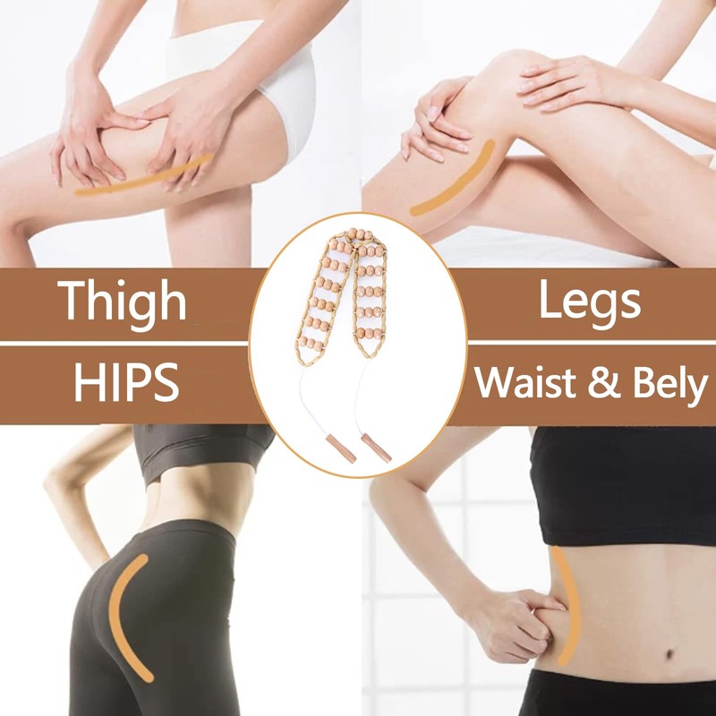 Rope Back Massager, Wooden Massage Roller for Maderoterapia Massage Ball