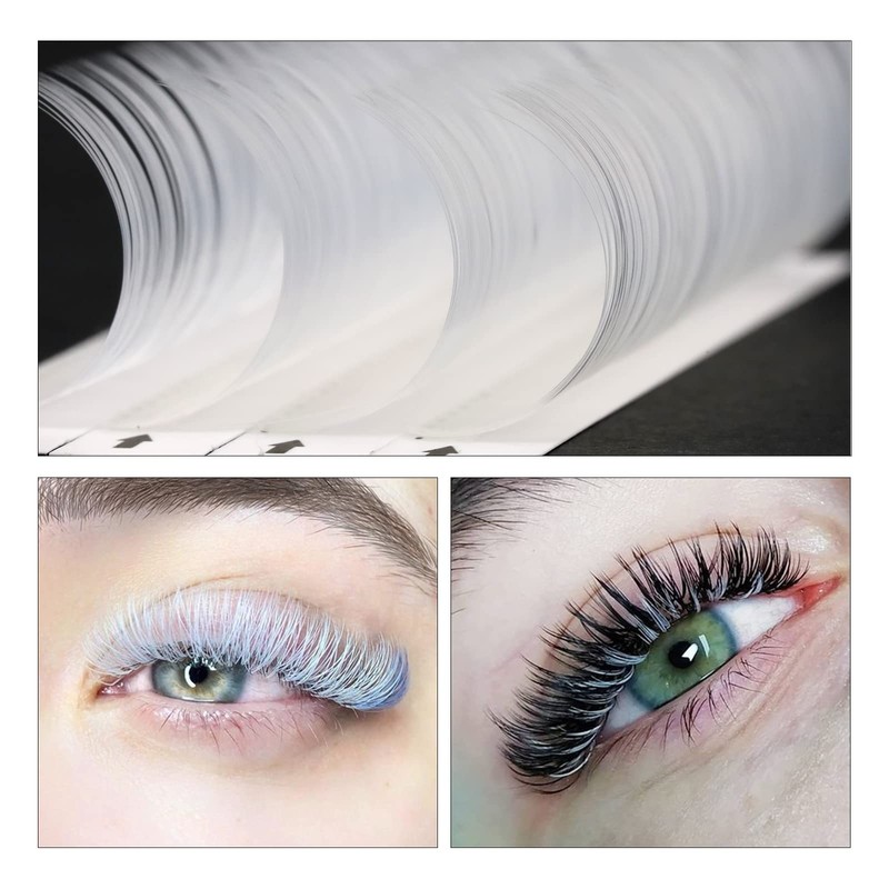 EMEDA White Eyelash Extension Flat Eyelashes Colourful White Light Eyelash