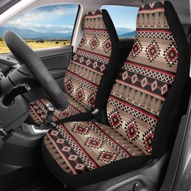 SCRAWLGOD Aztec Western Front Car Seat Covers Protector American Tribal Cars Front Seats Cover Universal Fit Most SUV Van Truck Sedan Southwest Quick Dry Auto Interior Accessories Vehicle Cushion