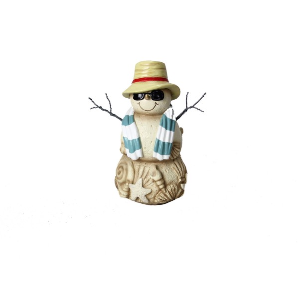 Young's Inc. Resin Sand Snowman Figurine – 7” Tall - Christmas Decor – Beach Theme Bathroom Decor – Nautical Decorations