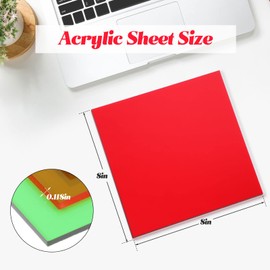 Macarrie 12 Pcs Colored Acrylic Sheets 1/8 Inch Thick Translucent Colored Acrylic Sheets for Laser Cutting Colorful Plastic Panel for Glass DIY(8 x 8 Inch)