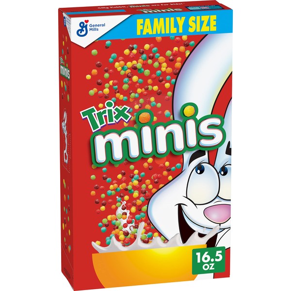 Trix Minis - Mini cereales frutales para desayuno, tamaño familiar, 16.5 onzas