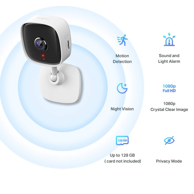 Tapo Mini Smart Security Camera, Indoor CCTV, Works with Alexa