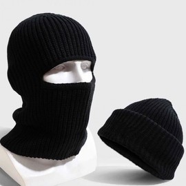 Winter Balaclava Thermal Neck Gaiter Full Face Mask Beanie Gray 3ea