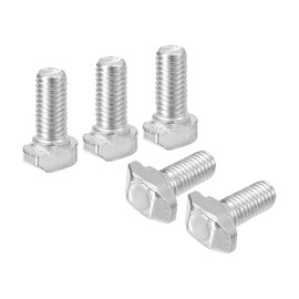 sourcing map 40Pcs T-Slot Bolts, M5 x 12mm Hammer Head Bolt T Screw Drop-in Stud for 2020 Series T-Slot Aluminum Extrusion Profile, Carbon Steel Nickel Plated, Silver