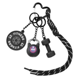 Sinbana Gym Keychain, Black Dumbbell Kettlebell Barbell Plate Charsm Gym Keychain Gift Motivational Fitness accessories for Men Women Sports Lovers Trainer Friends Family