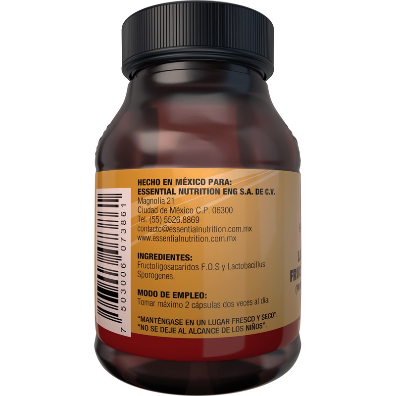 Essential Nutrition Lactobacillus y FOS 60 Cápsulas de 500 mg