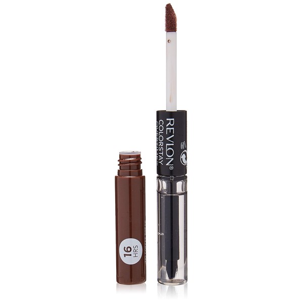 Revlon ColorStay Overtime Lipcolor, Dual Ended Longwearing Liquid Lipstick with Clear Lip Gloss, with Vitamin E in Nude, No Coffee Break (570), 0.07 oz