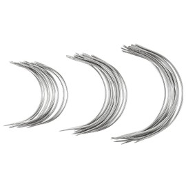 30 Pcs Curved Needles C-type Needles, Weaving Needle Hand Sewing Needles 3 Sizes 2/3/4 Inch, Used to Make Wigs and Leather Canvas to Repair Fur Carpets Multi-purpose DIY Supplies